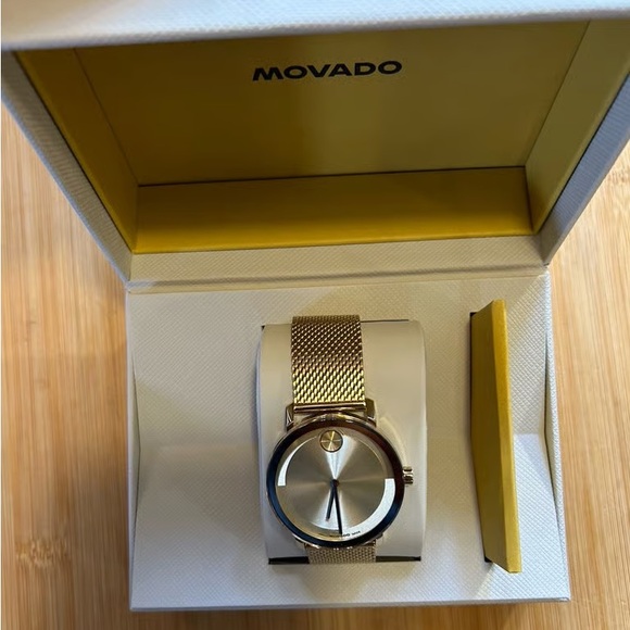 Movado Women's Watch with Gold Mesh Band and Silver Dial